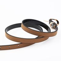 Casual Solid Color Pu Leather Alloy Metal Button Belt main image 5