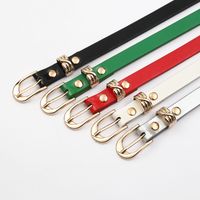 Casual Solid Color Pu Leather Alloy Metal Button Belt main image 1