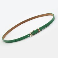 Casual Solid Color Pu Leather Alloy Metal Button Belt main image 4