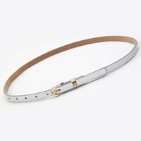 Casual Solid Color Pu Leather Alloy Metal Button Belt sku image 8