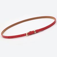 Casual Solid Color Pu Leather Alloy Metal Button Belt sku image 1
