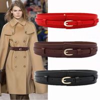 Basic Solid Color Pu Leather Metal Button Belt main image 1