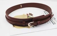 Basic Solid Color Pu Leather Metal Button Belt sku image 3