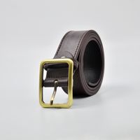 Casual Rectangle Pu Leather Metal Button Belt sku image 1
