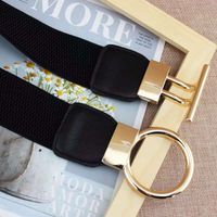 Fashion Round Pu Leather Fabric Metal Button Belt main image 5