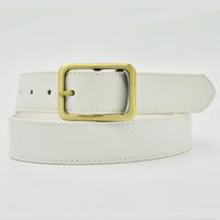 Casual Rectangle Pu Leather Metal Button Belt sku image 3