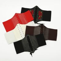 Fashion Solid Color Pu Leather Embroidery Straps Belt main image 6