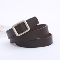 Casual Round Pu Leather Alloy Metal Button Belt sku image 3