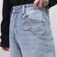Punk Square Pu Leather Alloy Metal Button Chain Belt sku image 1