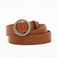 Casual Round Pu Leather Alloy Metal Button Belt sku image 8