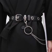 Punk Square Pu Leather Alloy Metal Button Chain Belt main image 3