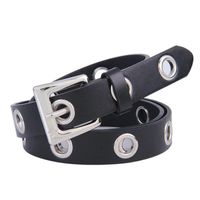 Punk Square Pu Leather Alloy Metal Button Chain Belt main image 4