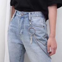 Punk Square Pu Leather Alloy Metal Button Chain Belt sku image 4