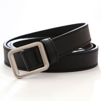 Casual Round Pu Leather Alloy Metal Button Belt main image 5