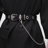 Punk Square Pu Leather Alloy Metal Button Chain Belt main image 1