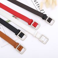 Casual Round Pu Leather Alloy Metal Button Belt main image 6