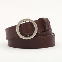 Casual Round Pu Leather Alloy Metal Button Belt sku image 9