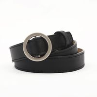 Casual Round Pu Leather Alloy Metal Button Belt sku image 5