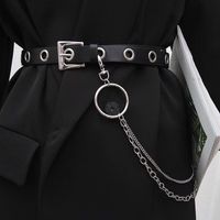 Punk Square Pu Leather Alloy Metal Button Chain Belt main image 2
