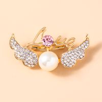 Cute Wings Alloy Plating Artificial Pearl Brooches main image 1