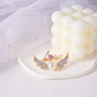 Cute Wings Alloy Plating Artificial Pearl Brooches main image 4