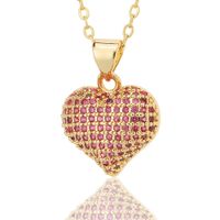 Simple Style Heart Shape Copper Plating Inlay Zircon Pendant Necklace sku image 7