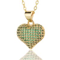 Fashion Heart Shape Copper Inlay Zircon Necklace sku image 1