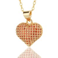 Simple Style Heart Shape Copper Plating Inlay Zircon Pendant Necklace sku image 2