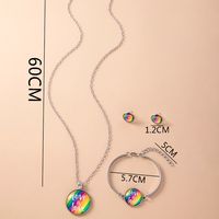 Fashion Rainbow Alloy Plating Glass Bracelets Earrings Necklace 1 Set main image 5