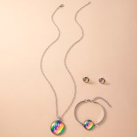 Fashion Rainbow Alloy Plating Glass Bracelets Earrings Necklace 1 Set main image 4
