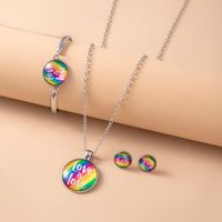 Fashion Rainbow Alloy Plating Glass Bracelets Earrings Necklace 1 Set main image 1