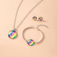 Fashion Rainbow Alloy Plating Glass Bracelets Earrings Necklace 1 Set main image 6