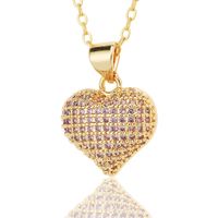 Simple Style Heart Shape Copper Plating Inlay Zircon Pendant Necklace sku image 5