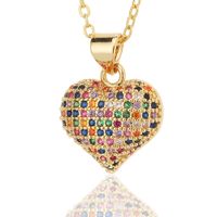 Simple Style Heart Shape Copper Plating Inlay Zircon Pendant Necklace sku image 6
