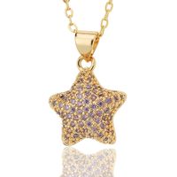 Fashion Heart Shape Copper Inlay Zircon Necklace sku image 4