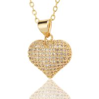 Simple Style Heart Shape Copper Plating Inlay Zircon Pendant Necklace sku image 1