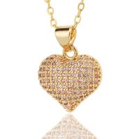 Simple Style Heart Shape Copper Plating Inlay Zircon Pendant Necklace sku image 8