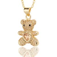 Fashion Bear Copper Inlay Rhinestones Pendant Necklace 1 Piece sku image 1