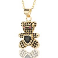Fashion Bear Copper Inlay Rhinestones Pendant Necklace 1 Piece sku image 2