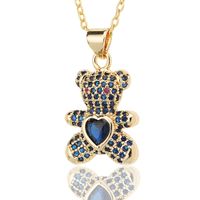 Fashion Bear Copper Inlay Rhinestones Pendant Necklace 1 Piece sku image 6