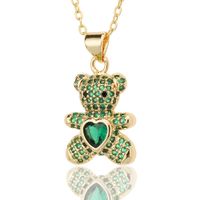 Fashion Bear Copper Inlay Rhinestones Pendant Necklace 1 Piece sku image 5