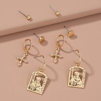 Style Simple Humain Traverser Alliage Placage Incruster Strass Femmes Boucles D'oreilles Boucles D'oreilles 1 Jeu main image 1