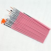 Practical Solid Color Plastic Nylon Nail Pen 15 Pieces Nail Supplies main image 2