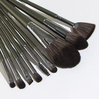 Simple 9-piece Dark Green Wooden Handle Makeup Brushes  Set main image 3