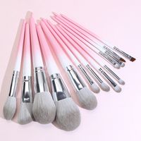 13 Pcs Gradient Color Pink Grey Fiber Wool Full Set Beauty Makeup Brush Set main image 6