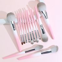 13 Pcs Gradient Color Pink Grey Fiber Wool Full Set Beauty Makeup Brush Set main image 5