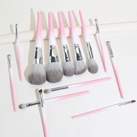 13 Pcs Gradient Color Pink Grey Fiber Wool Full Set Beauty Makeup Brush Set main image 4