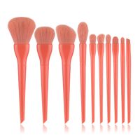 Man-made Fiber Solid Color Plastic Soft Bristles Set Of 10 Makeup Brushes main image 3