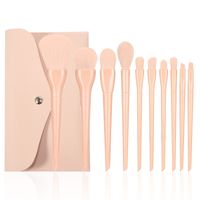 Man-made Fiber Solid Color Plastic Soft Bristles Set Of 10 Makeup Brushes sku image 5