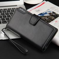 Business Solid Color Square Buckle Long Wallet main image 5